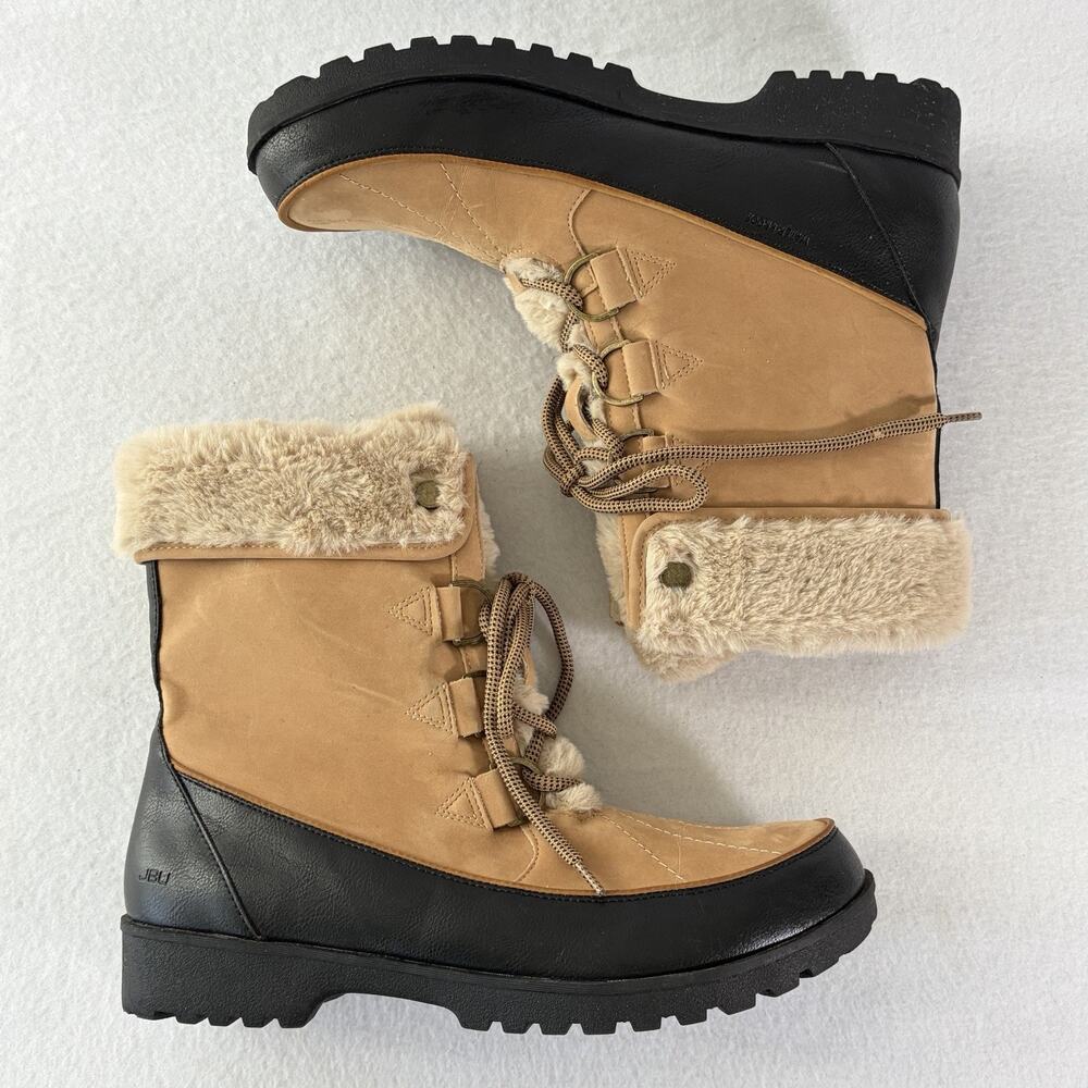 JBU by JAMBU Northgate Waterproof Winter Boots 11 M Tan Black Fur Lined B1NOR04